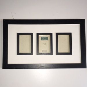 Three picture black wood frame -vintage